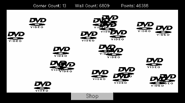 Every time the DVD Screensaver hits the corner i add another DVD
